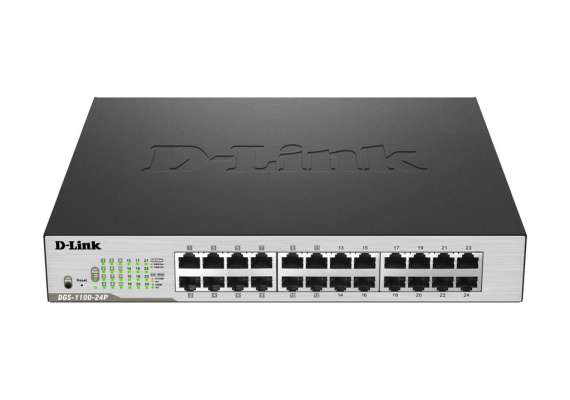 D-Link DGS-1100-24P 12-Ports 10/100/1000Mbps PoE + 12-Ports 10/100/1000Mbps Smart Switch